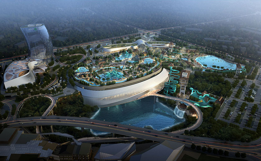 長沙礦坑生態修復利用工程冰雪世界正式造雪